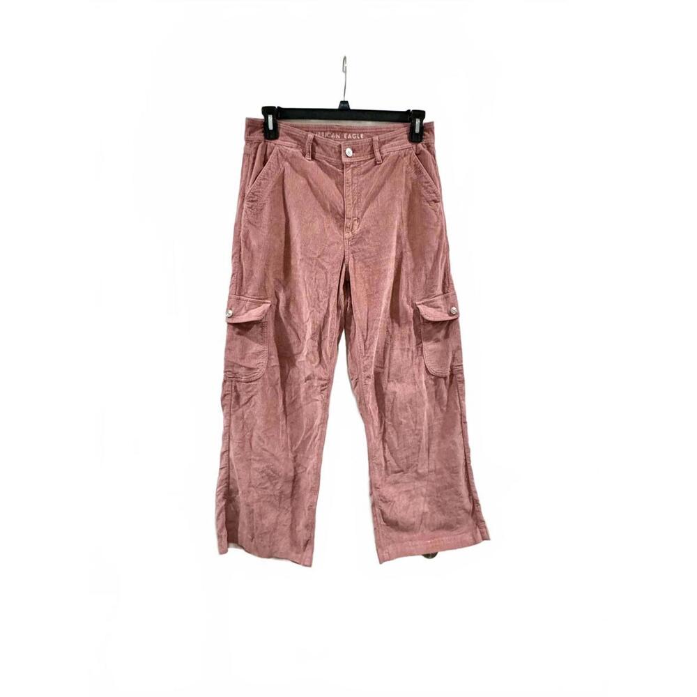 American Eagle Pink Corduroy 90’s High Rise Baggy Wide Leg Cargo Pants- Size 10 - Picture 6 of 9